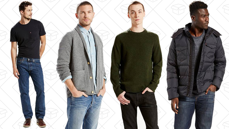 501 Original Fit Jeans, $36 | Presidio Sweater, $89 | Ribbed Crew Sweater, $54 | Down Mason Puffer, $119